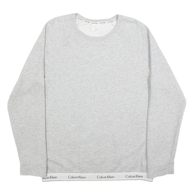 Calvin Klein Womens Grey Crew Neck M Sweatshirt Logo Trim Casual Pullover 1