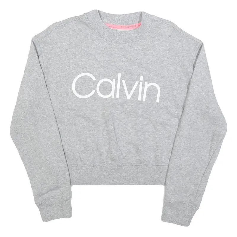 Calvin Klein Womens Grey Sweatshirt Crew Neck L Cotton Blend Pullover Casual 1