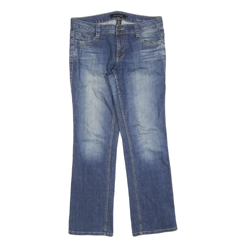 Calvin Klein Womens Jeans Blue Regular Straight Denim Medium W32 L30 Zip Cotton 1