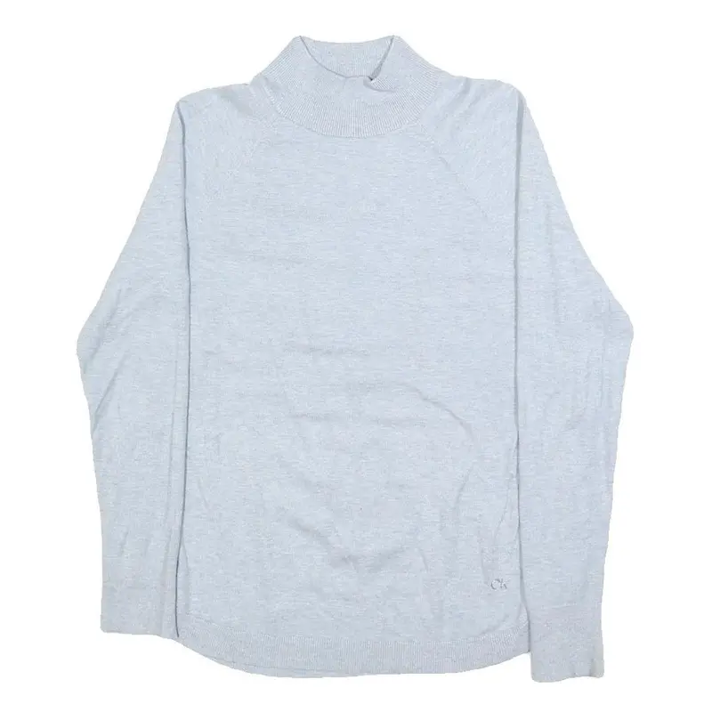 Calvin Klein Womens Light Grey Plain Pullover Roll Neck Basic Knit Jumper S 1