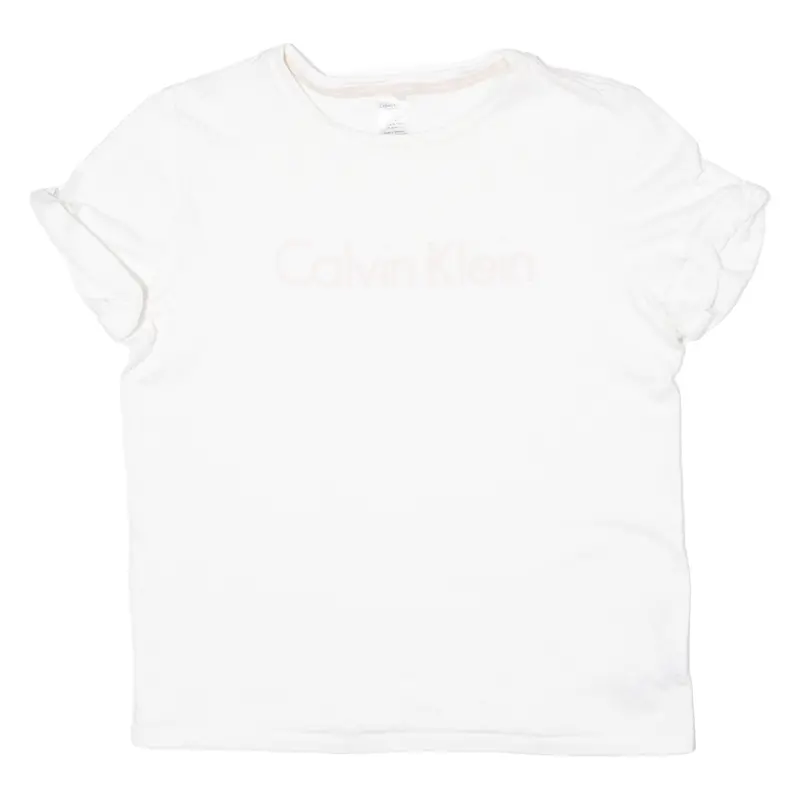 Calvin Klein Womens T-Shirt White Crew Neck L 1