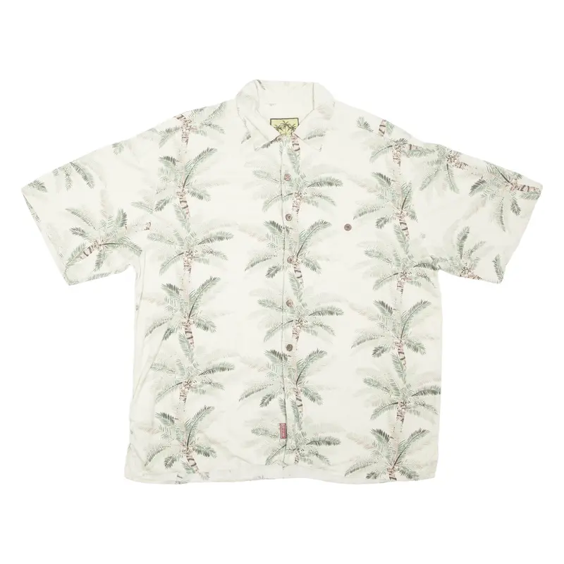 Calypo Joe Mens Hawaiian Shirt Cream Crazy Pattern L 1