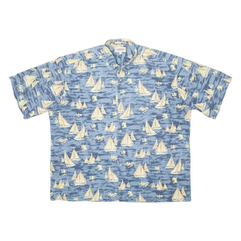 Campia Boat Mens Hawaiian Shirt Blue Crazy Pattern 2Xl 1