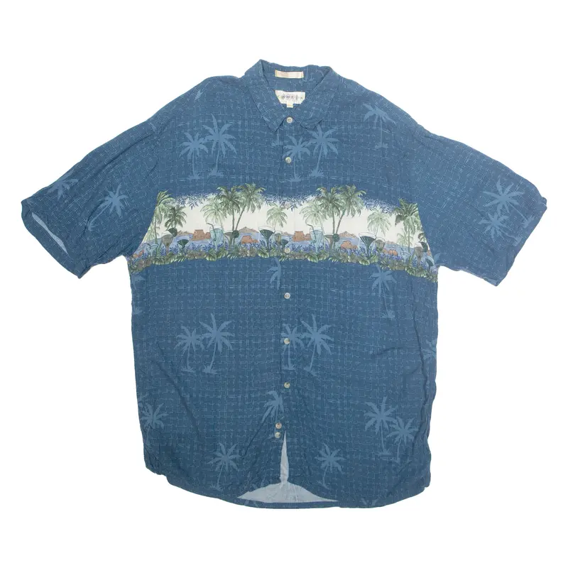 Campia Mens Hawaiian Shirt Blue Crazy Pattern Xl 1