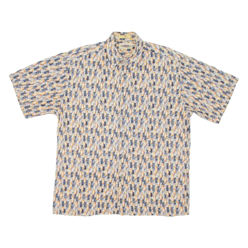 Campia Mens Shirt Beige 90S Crazy Pattern M 1
