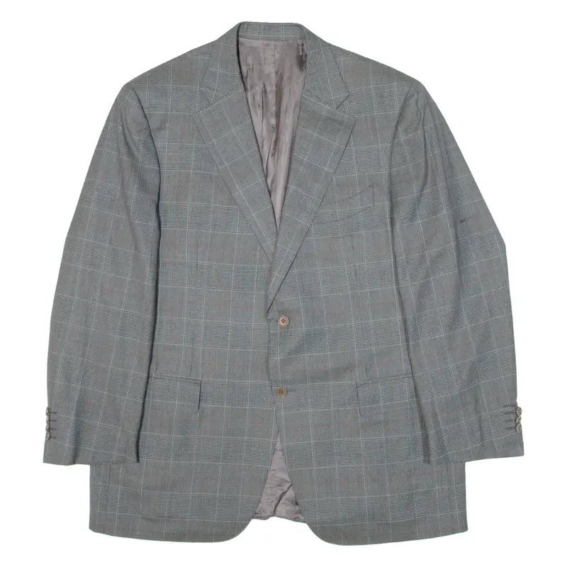 Canali Mens Blazer Jacket Grey Knit Wool Check L 1
