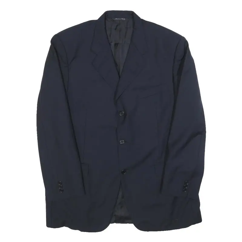 Canali Mens Blue Wool Blend Blazer Jacket L Classic Tailored Button Closure 1