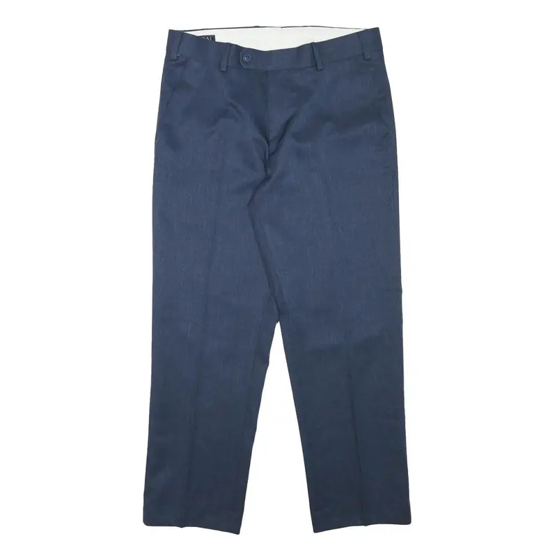 Canda Mens Polyester Navy Blue Regular Fit Straight Leg Trousers W32 L27 Formal 1