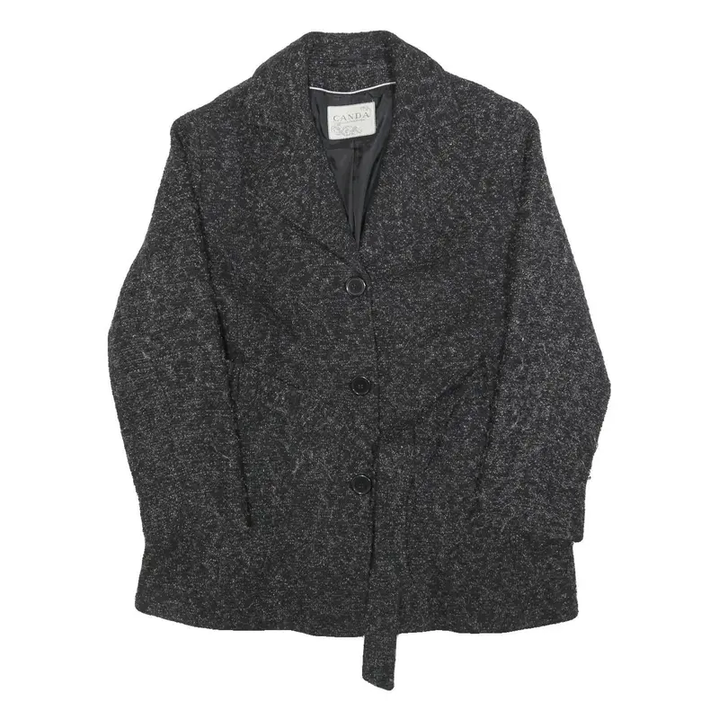 Canda Womens Black & Grey Button Jacket L Polyester Blend Classic Chic 1