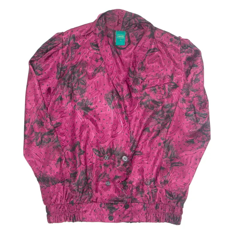 Canda Womens Printed Blouse Purple Collared Long Sleeve Floral L 1