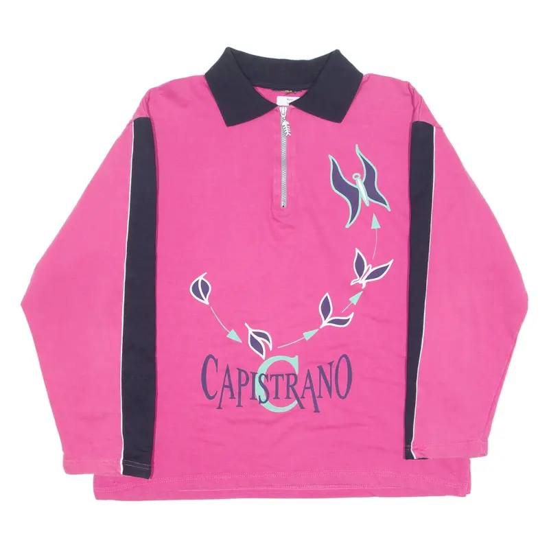 Capistrano Womens Sweatshirt Pink 1/4 Zip 90S L 1