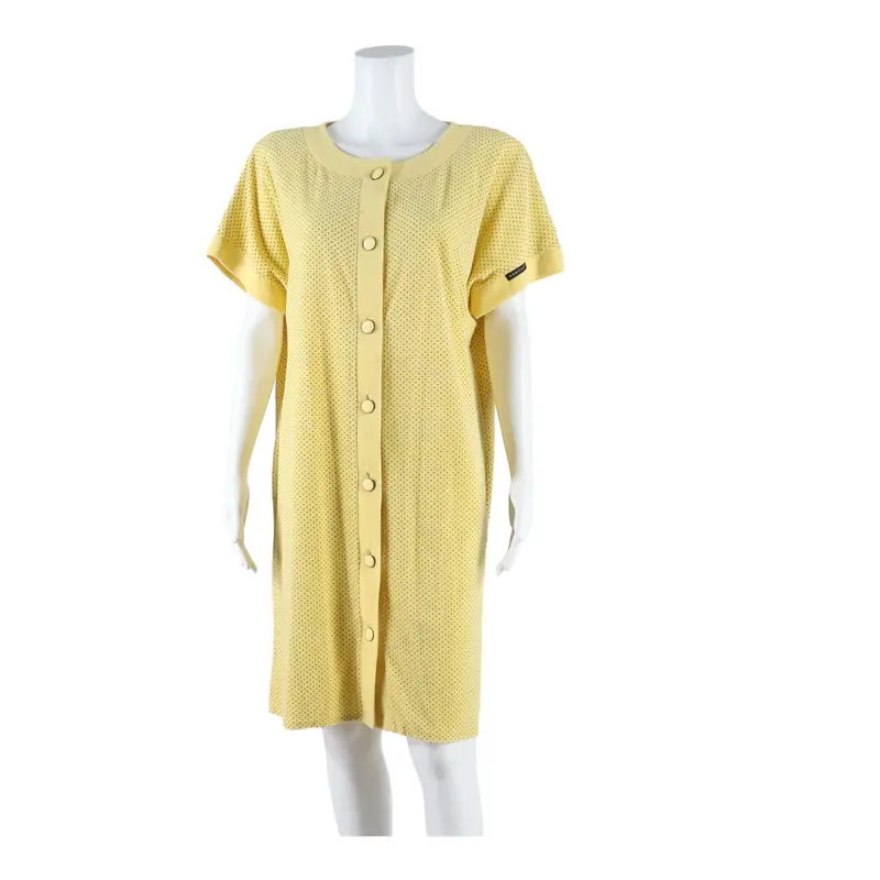Caprice Pockets Womens Shirt Dress Yellow 90S Spotted Knee Length L 1