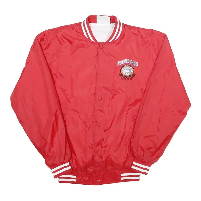 Cardinal Mens Red Puerto Rico Basketball All Star Button Nylon Jacket M 1
