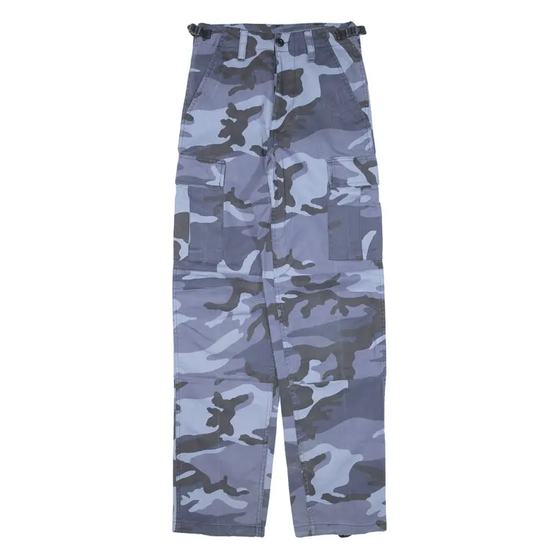 Cargo Camo Mens Trousers Blue Regular Straight W26 L31 1