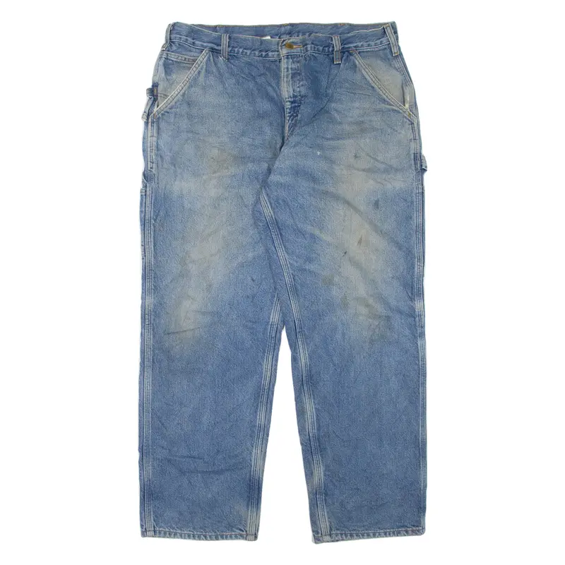 Carhartt Blanket Lined Dungaree Fit Carpenter Workwear Mens Jeans Blue Tapered W38 L30 1