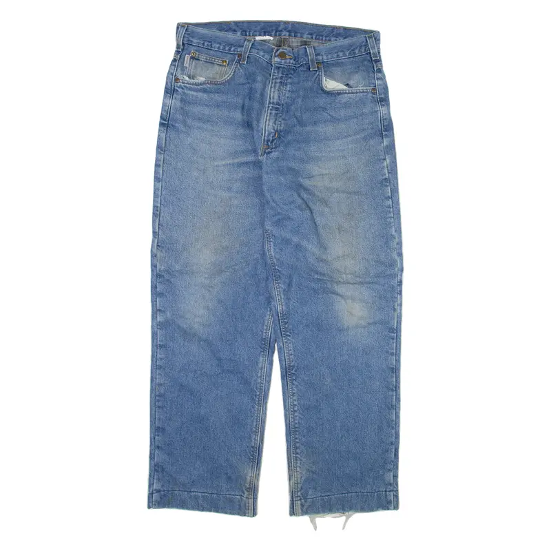 Carhartt Blanket Lined Mens Jeans Blue Regular Straight W34 L28 1