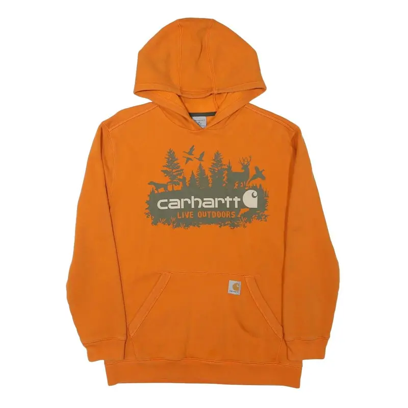 Carhartt Boys Orange Live Outdoors Pullover Hoodie Xl Cotton Blend 1