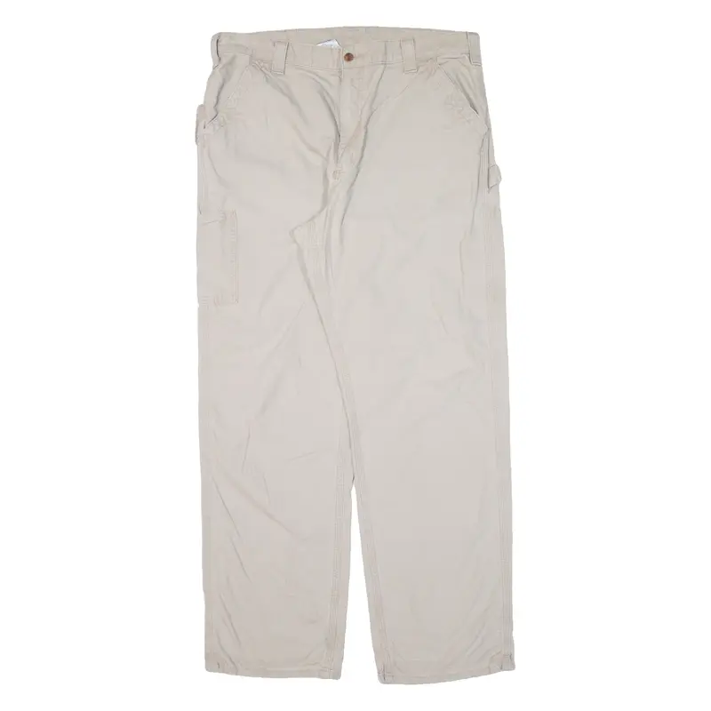 Carhartt Carpenter Workwear Mens Trousers Beige Loose Straight W38 L34 1