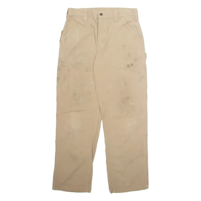Carhartt Carpenter Workwear Mens Trousers Beige Regular Straight W32 L32 1