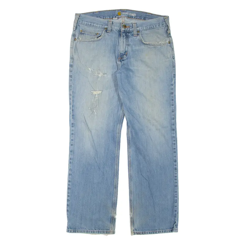 Carhartt Distressed Workwear Mens Jeans Blue Straight Stone Wash W32 L29 1