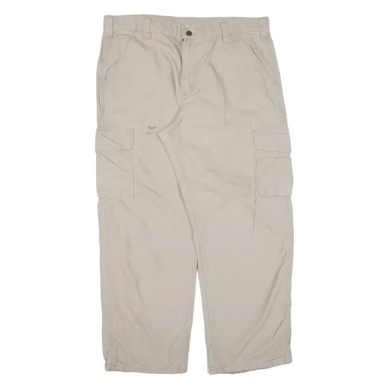 Carhartt Dungaree Fit Cargo Workwear Mens Trousers Beige Straight W38 L30 1