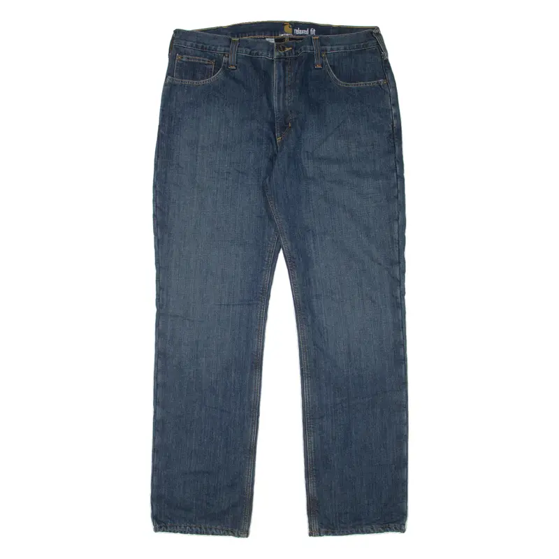 Carhartt Fleece Lined Workwear Mens Jeans Blue Regular Straight W38 L34 1