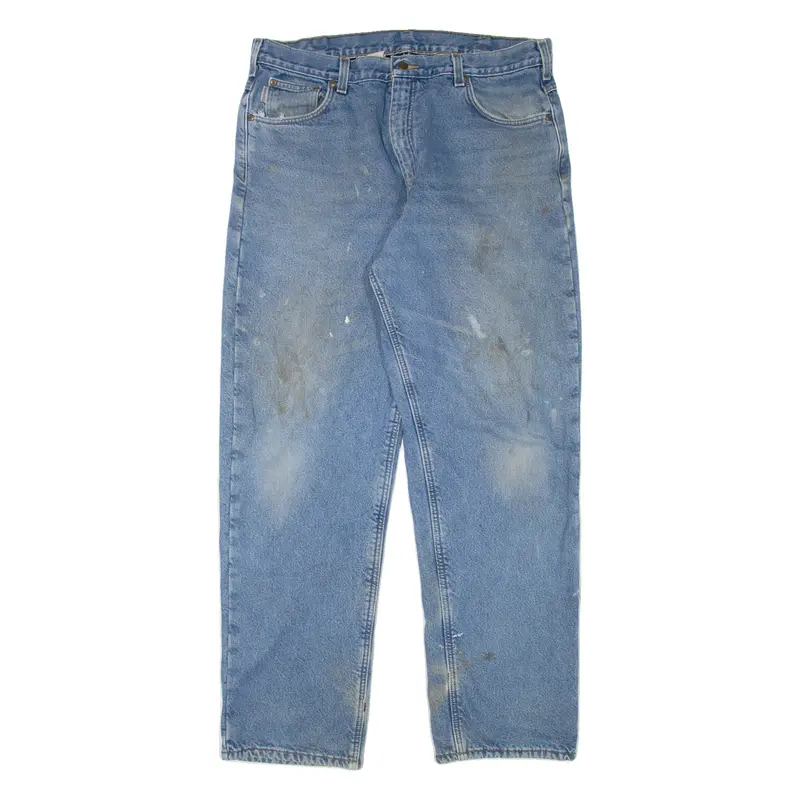 Carhartt Fleece Lined Workwear Mens Jeans Blue Relaxed Tapered W36 L33 1