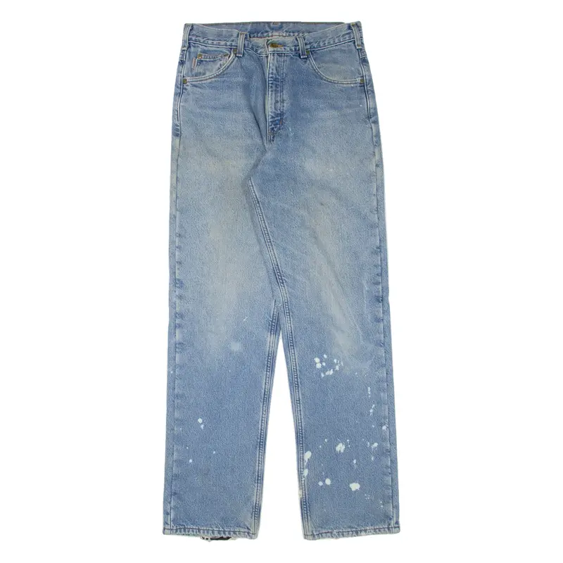 Carhartt Fleece Lined Workwear Mens Jeans Blue Straight Stone Wash W31 L34 1