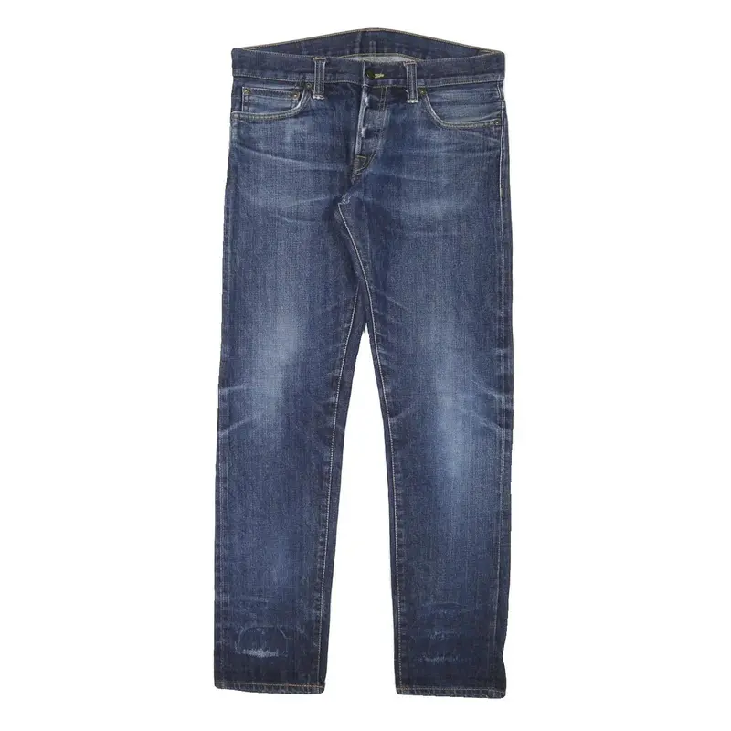 Carhartt Mens Blue Cotton Blend Regular Straight Jeans W32 L30 Button Closure 1