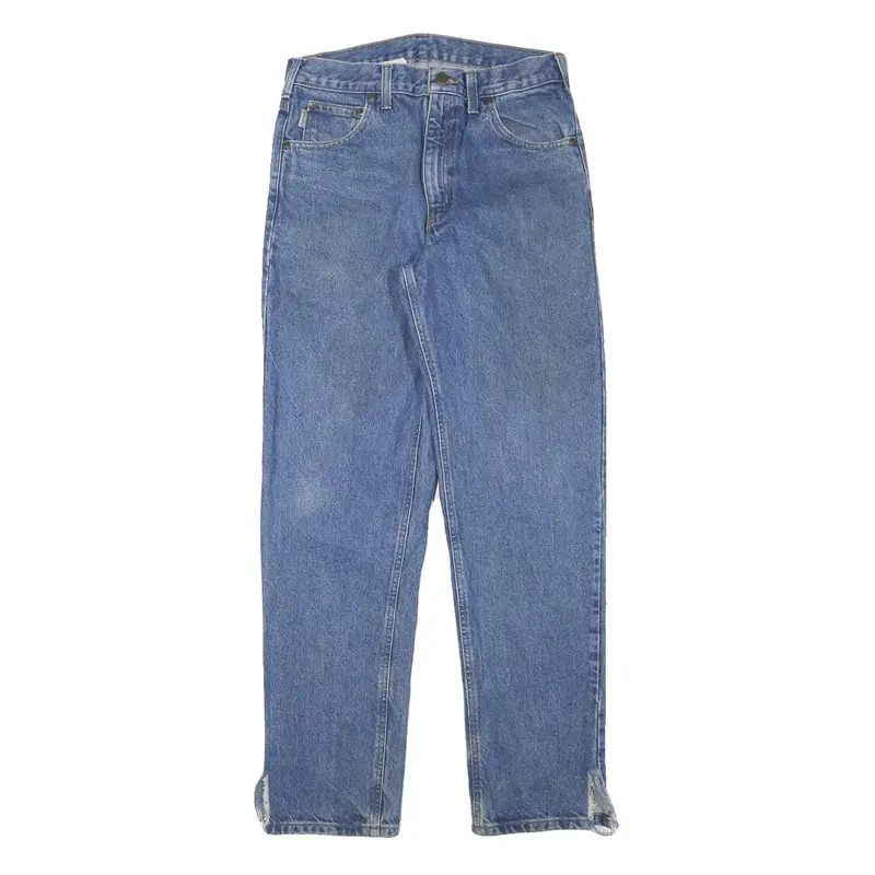 Carhartt Mens Blue Denim Regular Straight Cotton Blend Medium W30 L31 Zip 1