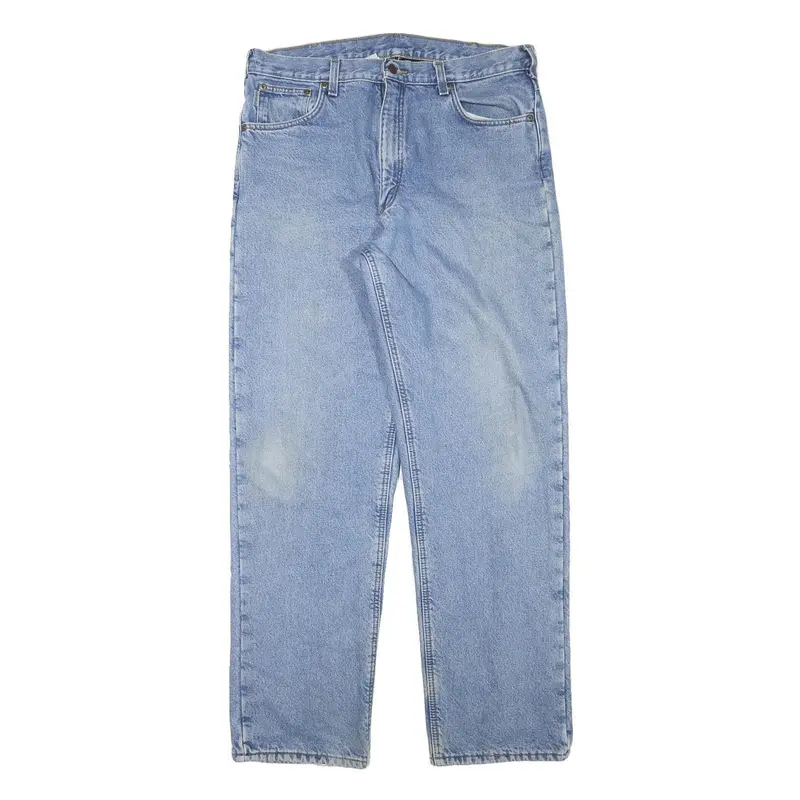 Carhartt Mens Blue Regular Fit Straight Leg Denim Light W35 L33 Zip Lined Jeans 1