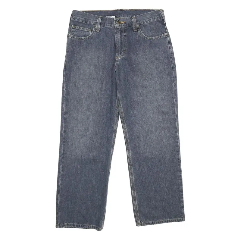 Carhartt Mens Blue Relaxed Straight Denim Light W31 L28 Zip Cotton Blend Jeans 1