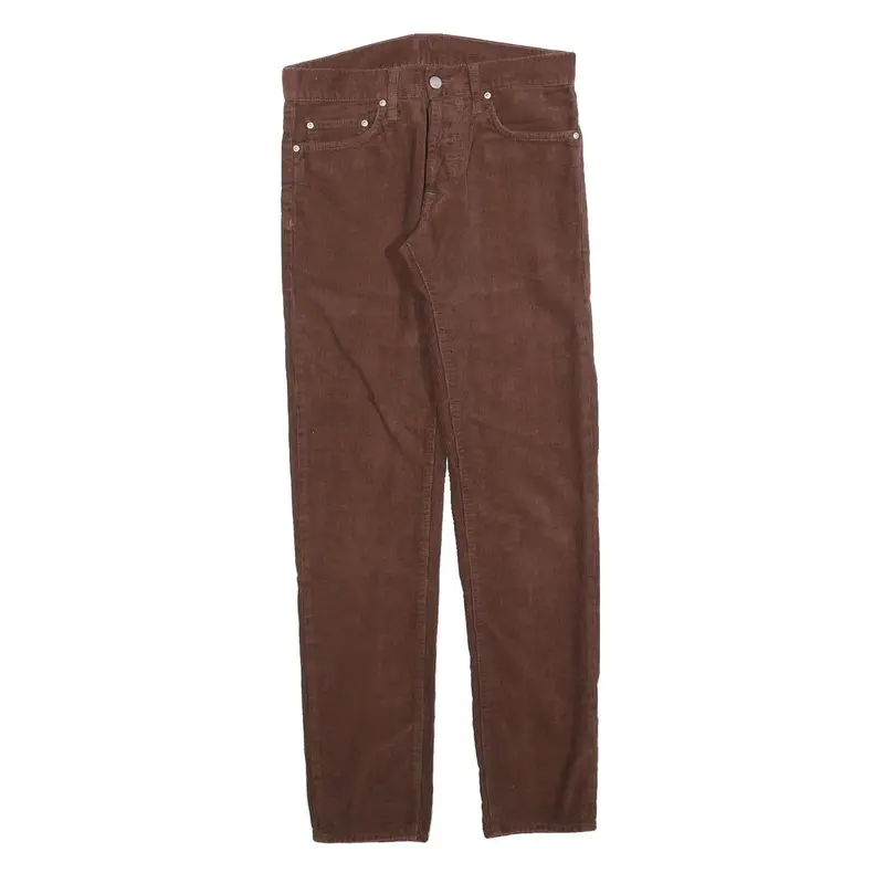 Carhartt Mens Brown Cotton Blend Slim Straight Trousers W28 L32 Casual Wear 1