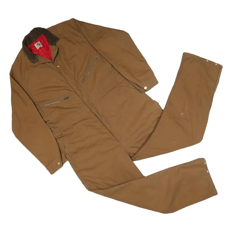 Carhartt Mens Brown Workwear Cotton Blend Dungarees Loose L W44 L30 Utility 1