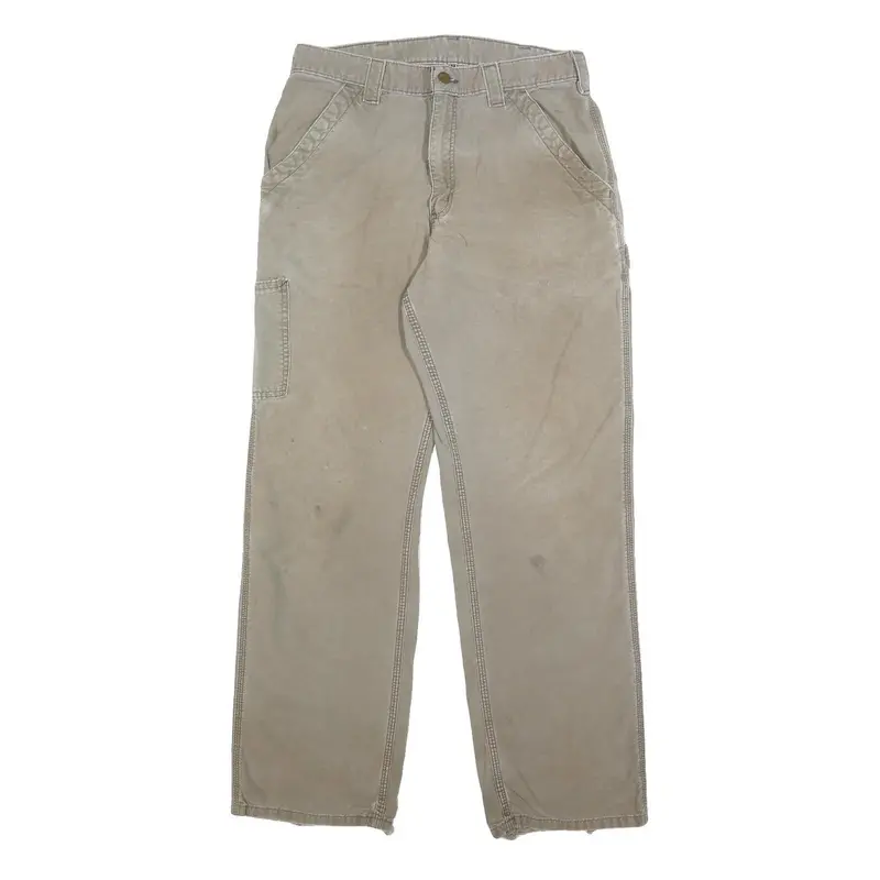 Carhartt Mens Cotton Blend Beige Regular Straight Trousers W30 L30 Durable 1