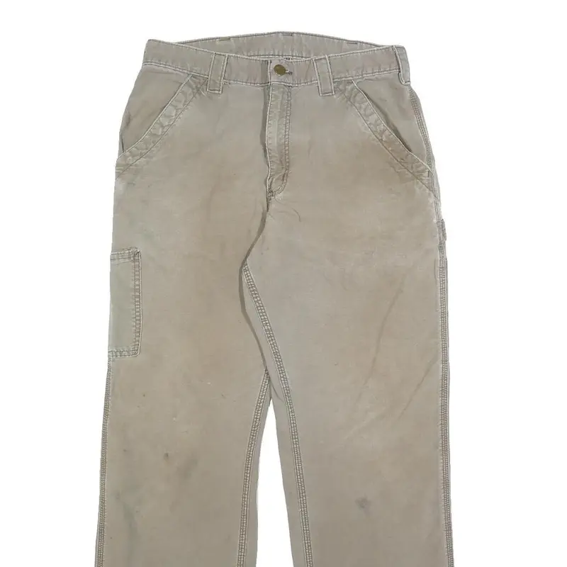 Carhartt Mens Cotton Blend Beige Regular Straight Trousers W30 L30 Durable 2