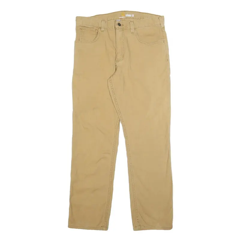 Carhartt Mens Cotton Blend Beige Relaxed Fit Straight Trousers W32 L30 Workwear 1