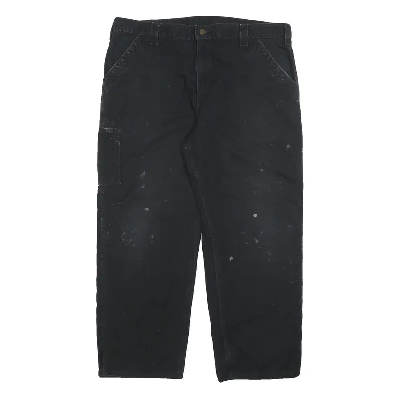 Carhartt Mens Cotton Blend Black Relaxed Straight Trousers W40 L29 Workwear 1
