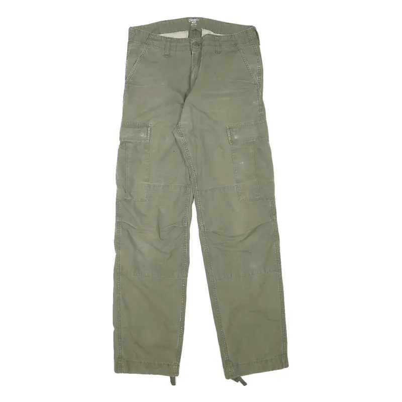 Carhartt Mens Cotton Blend Green Regular Fit Straight Leg Trousers W30 L32 1
