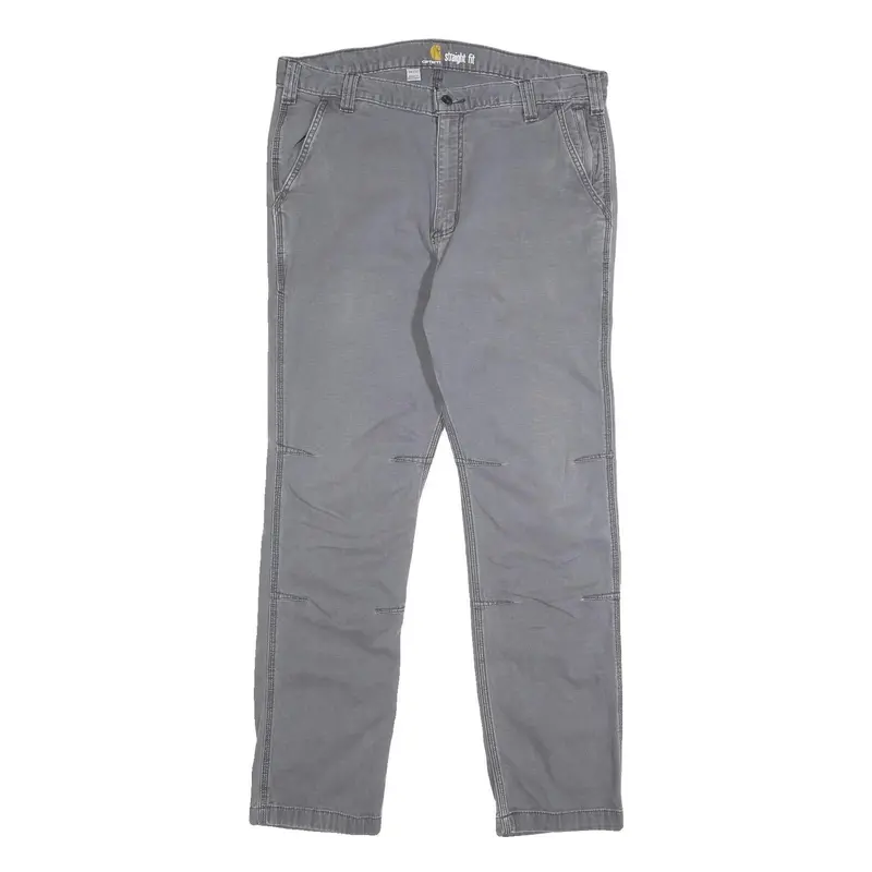 Carhartt Mens Cotton Blend Grey Regular Straight Fit Trousers W36 L32 Workwear 1