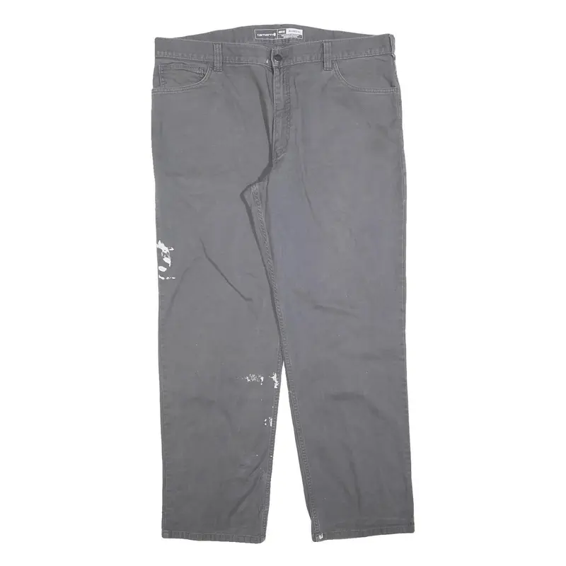 Carhartt Mens Cotton Blend Grey Relaxed Leg Trousers W40 L32 Workwear Zip 1