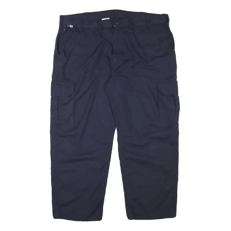 Carhartt Mens Cotton Blend Navy Blue Regular Cargo Trousers W44 L29 Workwear 1