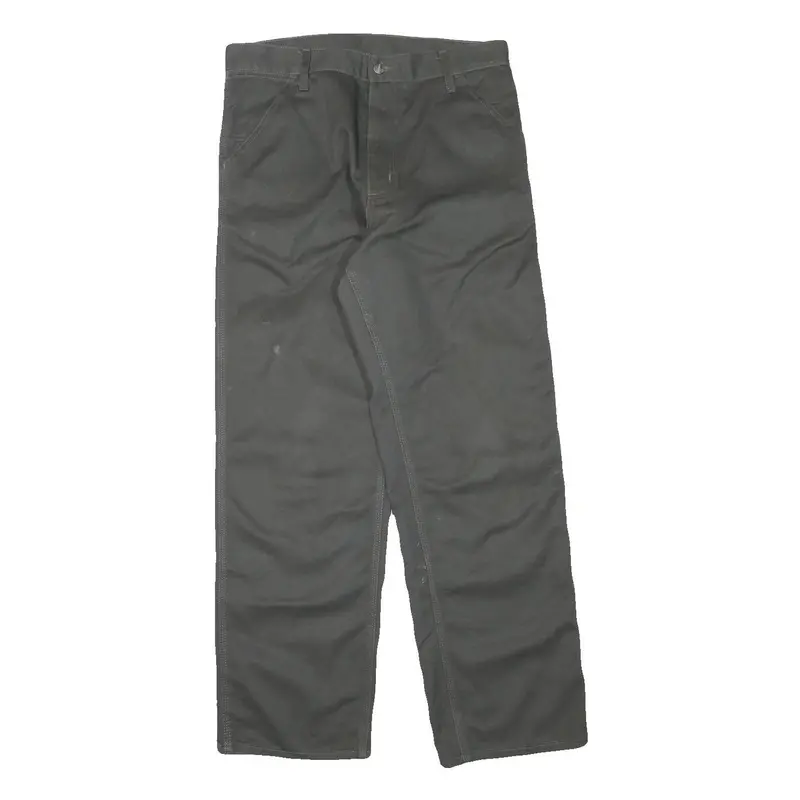 Carhartt Mens Cotton Blend Regular Black Trousers W32 L30 Workwear Zip Closure 1