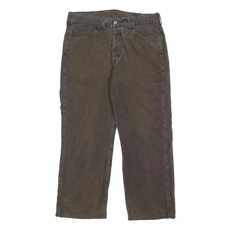 Carhartt Mens Cotton Brown Regular Straight Trousers W33 L29 Zip Closure Casual 1