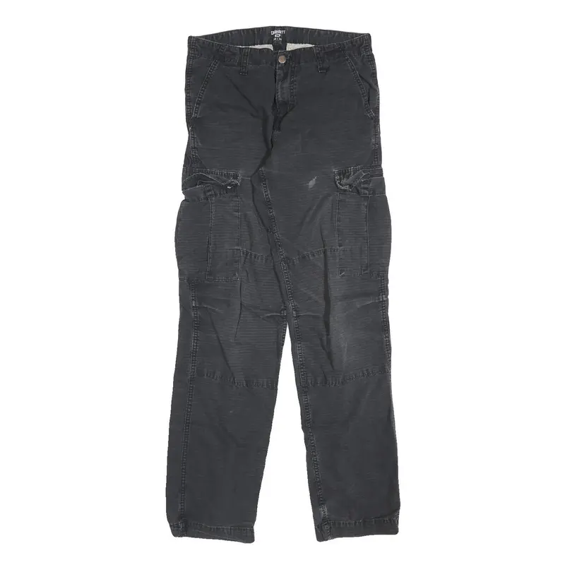 Carhartt Mens Cotton Regular Black Cargo Trousers W30 L34 Durable Workwear Fit 1