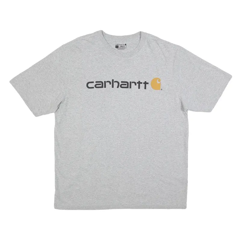 Carhartt Mens Grey Graphic T-Shirt L Short Sleeve Crew Neck Logo Print Cotton 1