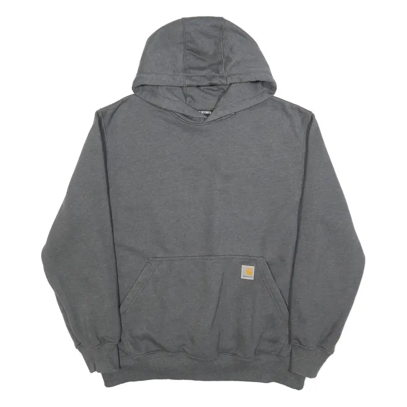 Carhartt Mens Grey Hoodie L Cotton Pullover Pocket Casual Workwear Sweatshirt 1