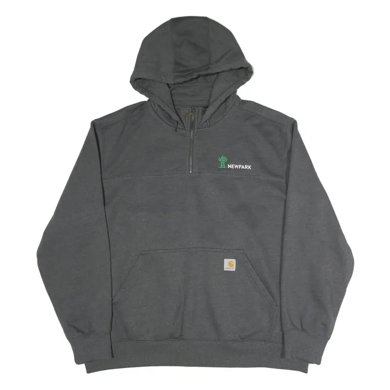 Carhartt Mens Grey Newpark 1/4 Zip Hoodie 2Xl Workwear Sweatshirt 1