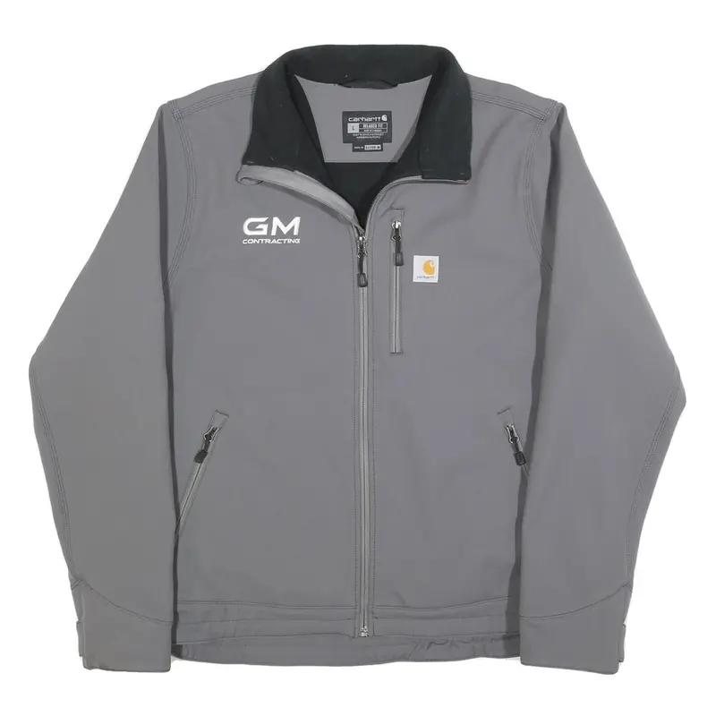 Carhartt Mens Grey Workwear Jacket L Polyester Blend Zip Plain Construction 1