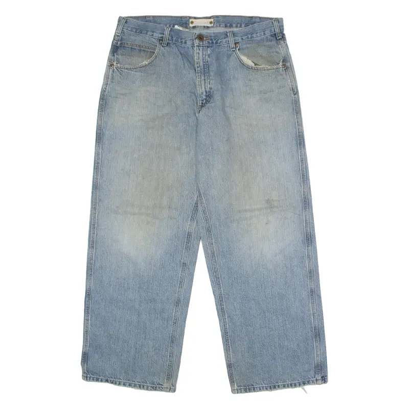 Carhartt Mens Jeans Blue Loose Wide-Leg Stone Wash W38 L30 1